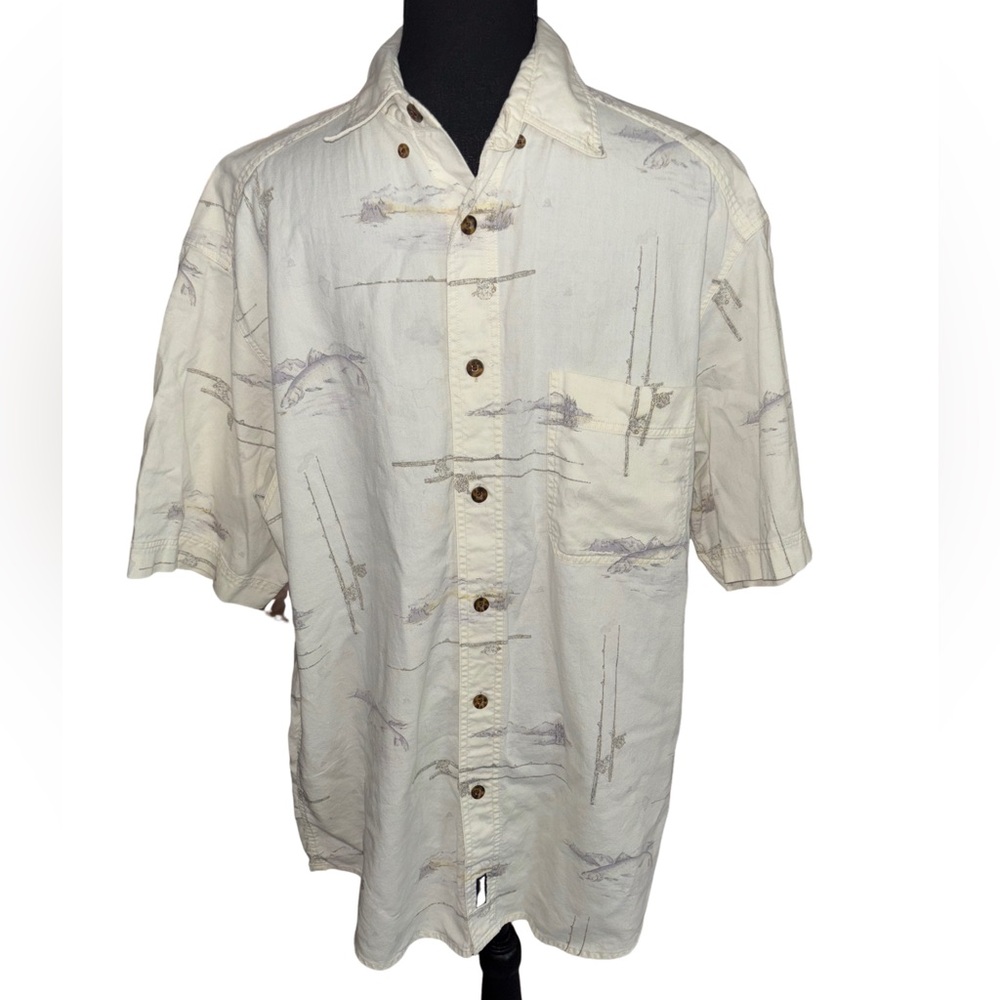 Woolrich Fish Print Button Shirt L - Picture 3 of 7